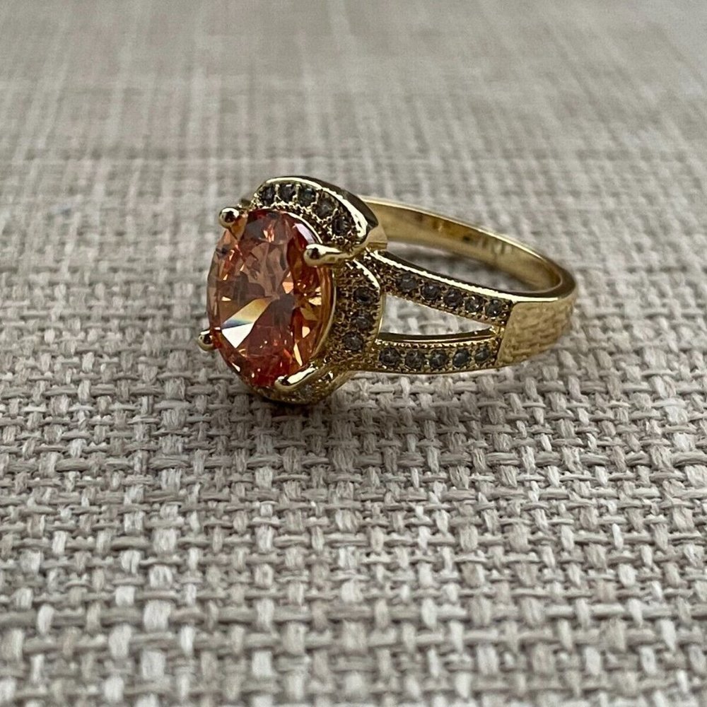 Women Rings Gold Plated Fashion Jewelry Rings Lab Created Stone Size 8 - Picture 6 of 12